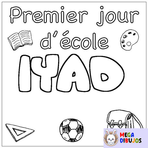 Coloraci&oacute;n del nombre IYAD - decorado primer d&iacute;a de escuela