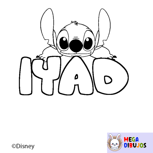 Coloraci&oacute;n del nombre IYAD - decorado Stitch