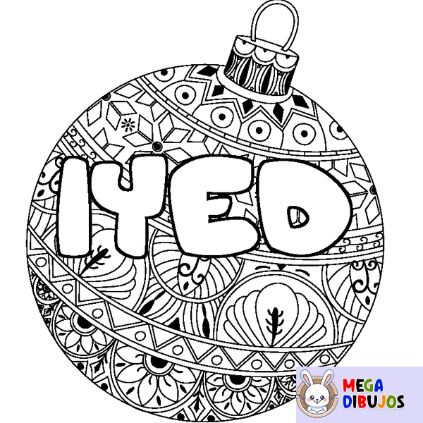 Coloraci&oacute;n del nombre IYED - decorado bola de Navidad