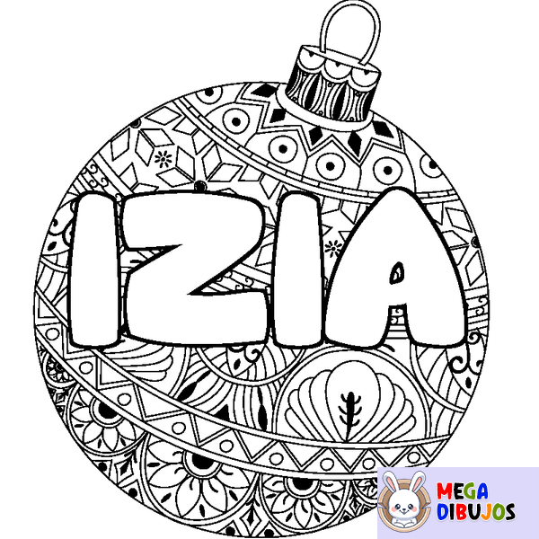 Coloraci&oacute;n del nombre IZIA - decorado bola de Navidad