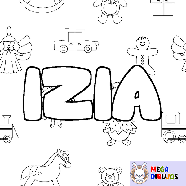 Coloraci&oacute;n del nombre IZIA - decorado juguetes