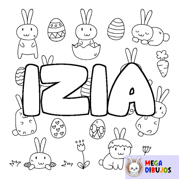 Coloraci&oacute;n del nombre IZIA - decorado Pascua