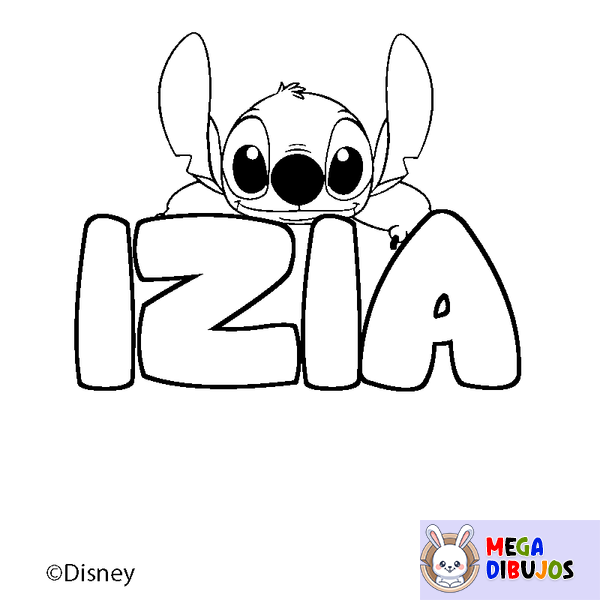 Coloraci&oacute;n del nombre IZIA - decorado Stitch