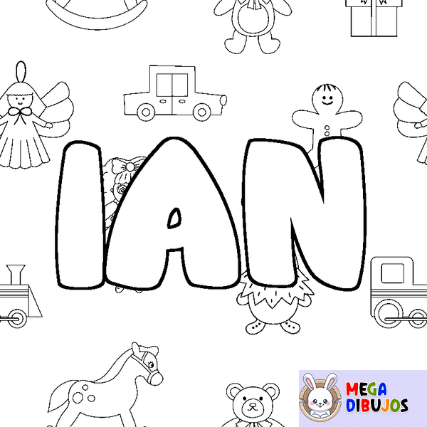 Coloraci&oacute;n del nombre IAN - decorado juguetes