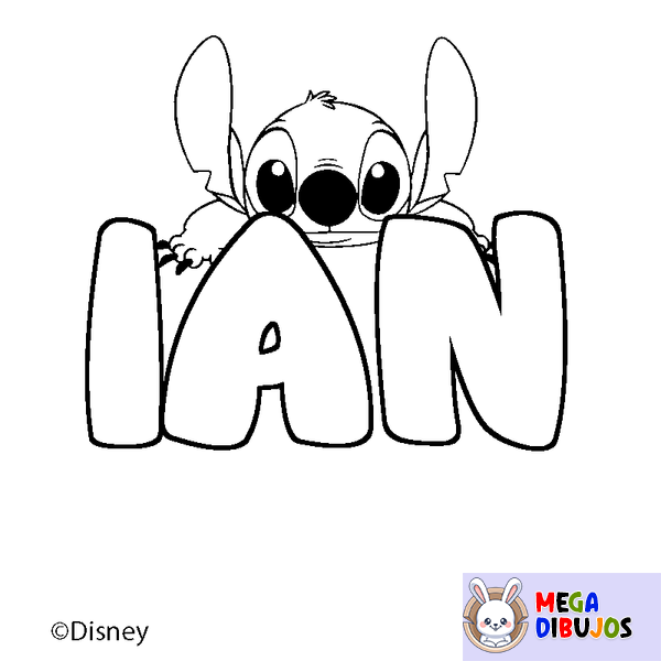 Coloraci&oacute;n del nombre IAN - decorado Stitch