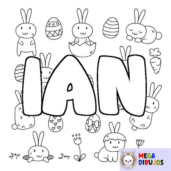 Coloraci&oacute;n del nombre IAN - decorado Pascua