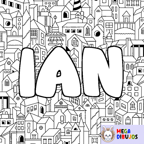 Coloraci&oacute;n del nombre IAN - decorado ciudad