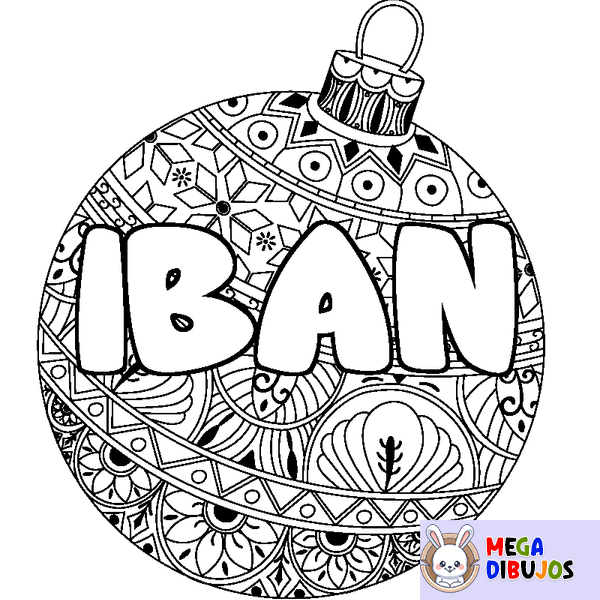 Coloraci&oacute;n del nombre IBAN - decorado bola de Navidad