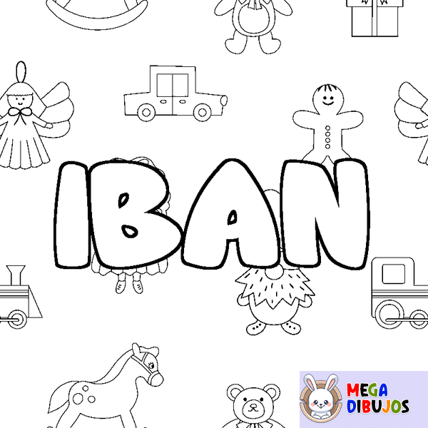 Coloraci&oacute;n del nombre IBAN - decorado juguetes
