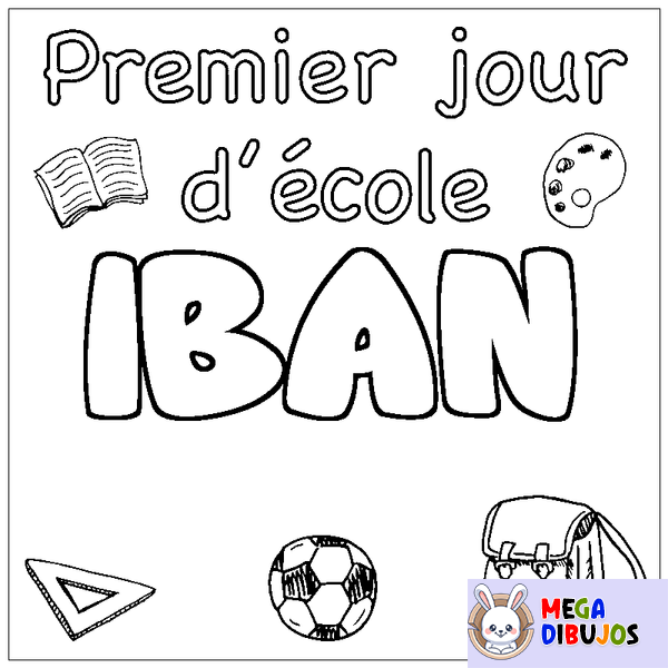 Coloraci&oacute;n del nombre IBAN - decorado primer d&iacute;a de escuela