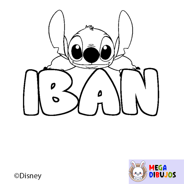 Coloraci&oacute;n del nombre IBAN - decorado Stitch