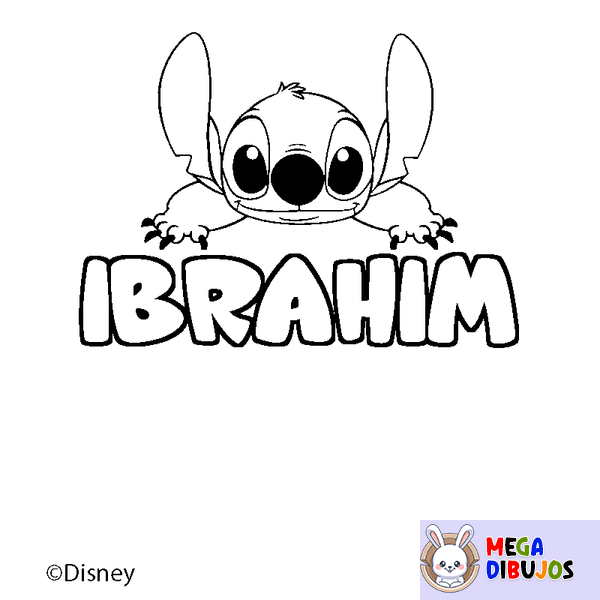 Coloraci&oacute;n del nombre IBRAHIM - decorado Stitch