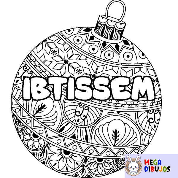 Coloraci&oacute;n del nombre IBTISSEM - decorado bola de Navidad