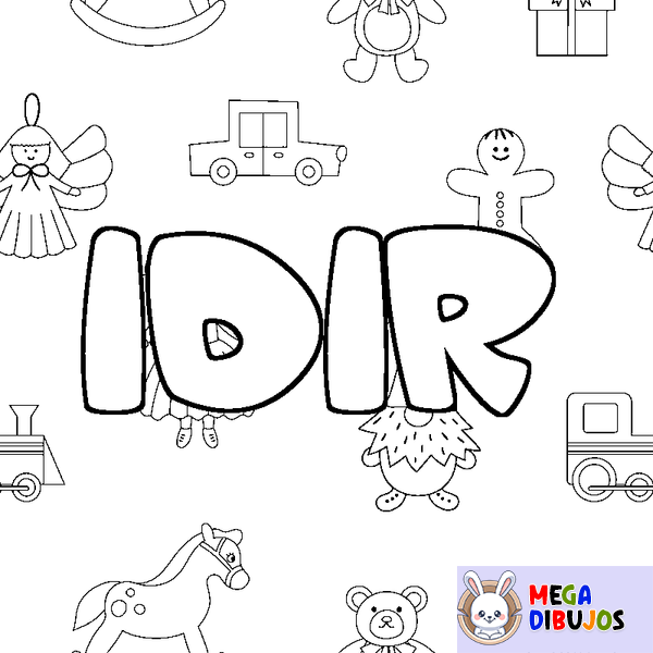 Coloraci&oacute;n del nombre IDIR - decorado juguetes