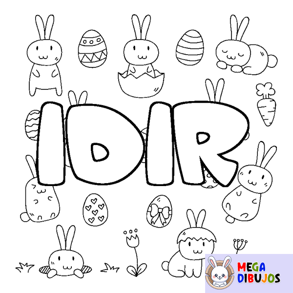 Coloraci&oacute;n del nombre IDIR - decorado Pascua