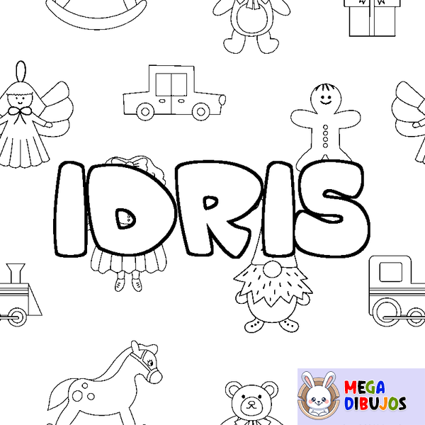 Coloraci&oacute;n del nombre IDRIS - decorado juguetes