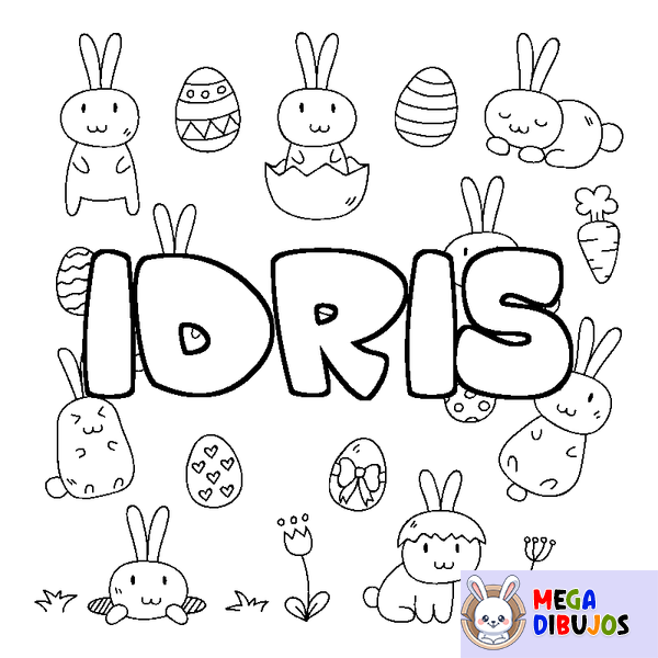 Coloraci&oacute;n del nombre IDRIS - decorado Pascua