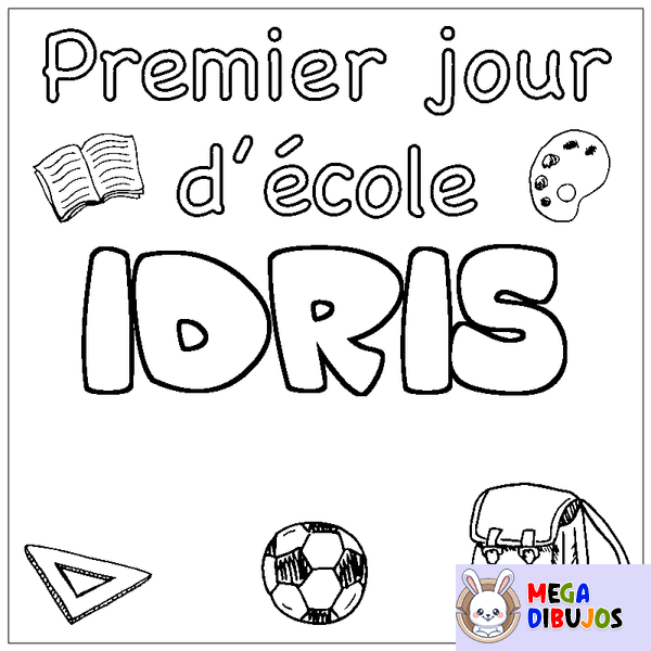 Coloraci&oacute;n del nombre IDRIS - decorado primer d&iacute;a de escuela