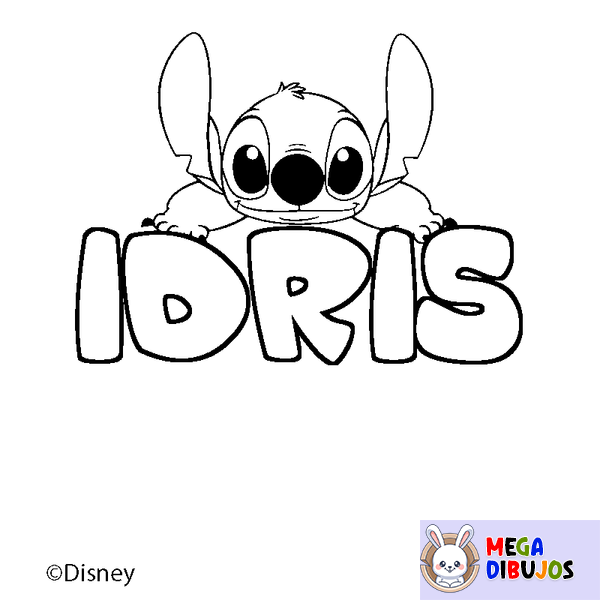 Coloraci&oacute;n del nombre IDRIS - decorado Stitch