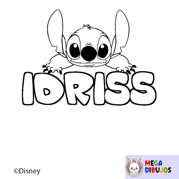 Coloraci&oacute;n del nombre IDRISS - decorado Stitch