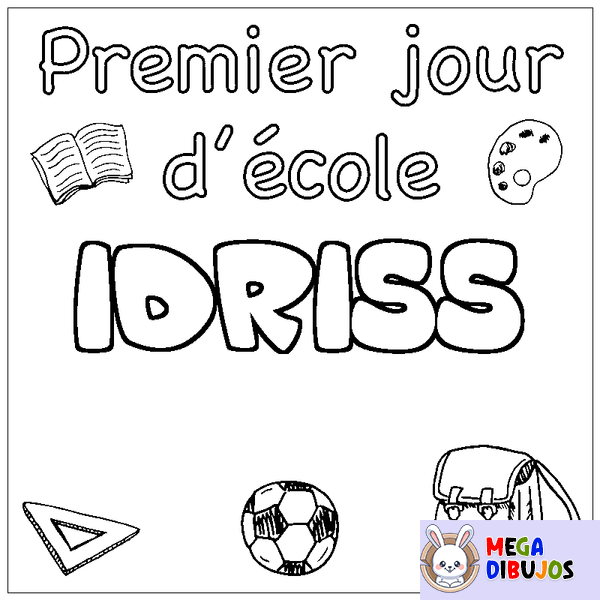 Coloraci&oacute;n del nombre IDRISS - decorado primer d&iacute;a de escuela