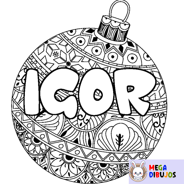 Coloraci&oacute;n del nombre IGOR - decorado bola de Navidad