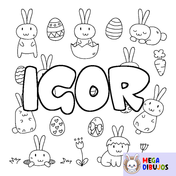 Coloraci&oacute;n del nombre IGOR - decorado Pascua