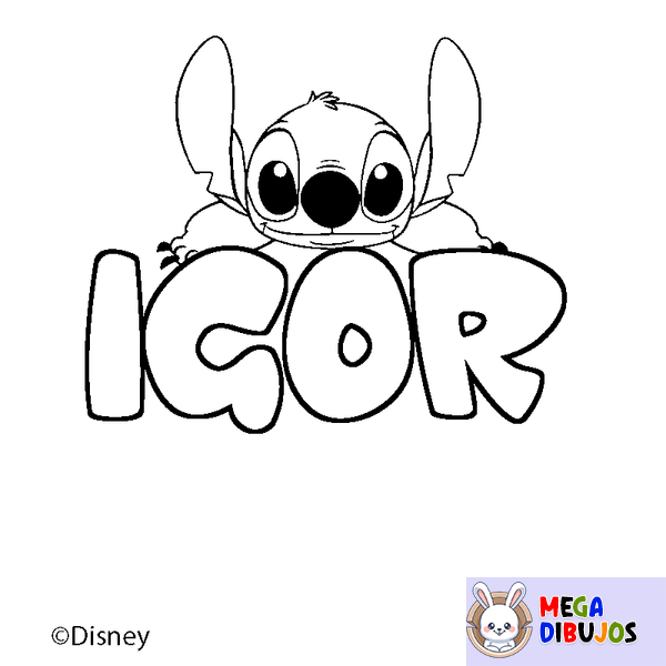 Coloraci&oacute;n del nombre IGOR - decorado Stitch