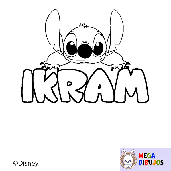 Coloraci&oacute;n del nombre IKRAM - decorado Stitch