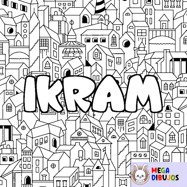 Coloraci&oacute;n del nombre IKRAM - decorado ciudad