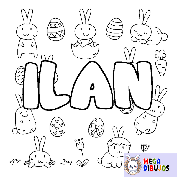 Coloraci&oacute;n del nombre ILAN - decorado Pascua
