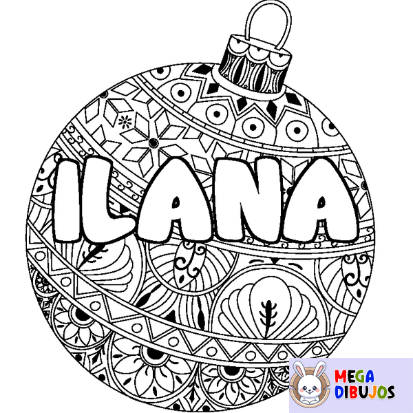 Coloraci&oacute;n del nombre ILANA - decorado bola de Navidad