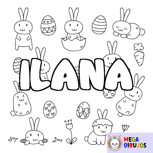 Coloraci&oacute;n del nombre ILANA - decorado Pascua
