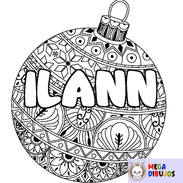 Coloraci&oacute;n del nombre ILANN - decorado bola de Navidad