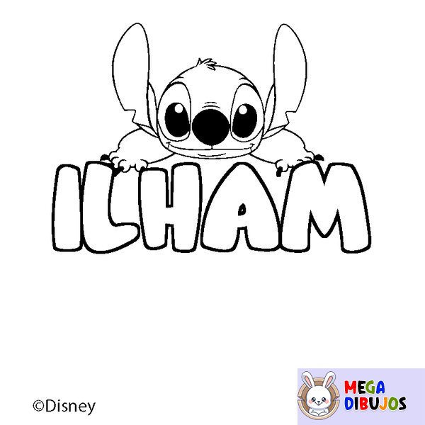 Coloraci&oacute;n del nombre ILHAM - decorado Stitch
