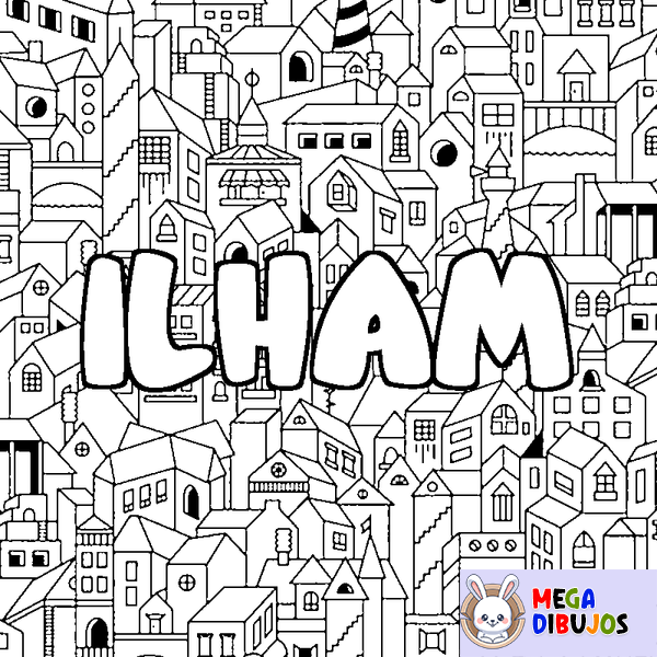 Coloraci&oacute;n del nombre ILHAM - decorado ciudad
