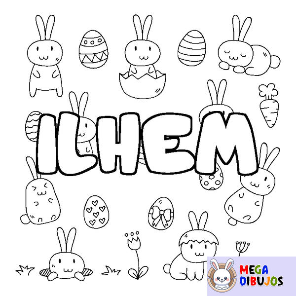 Coloraci&oacute;n del nombre ILHEM - decorado Pascua