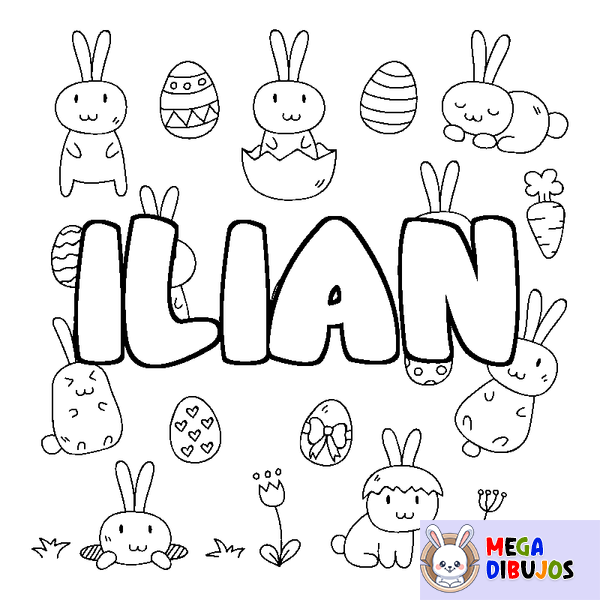 Coloraci&oacute;n del nombre ILIAN - decorado Pascua