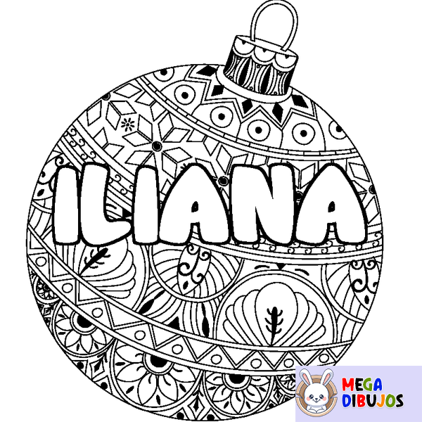 Coloraci&oacute;n del nombre ILIANA - decorado bola de Navidad