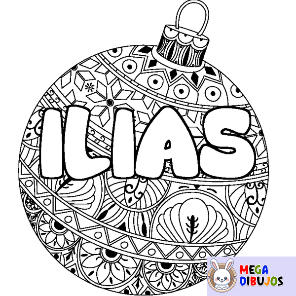 Coloraci&oacute;n del nombre ILIAS - decorado bola de Navidad