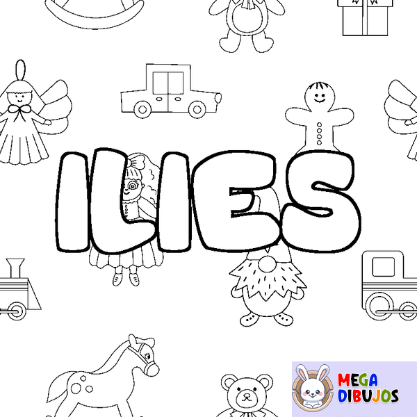 Coloraci&oacute;n del nombre ILIES - decorado juguetes