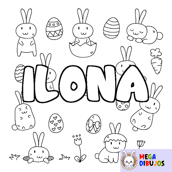 Coloraci&oacute;n del nombre ILONA - decorado Pascua