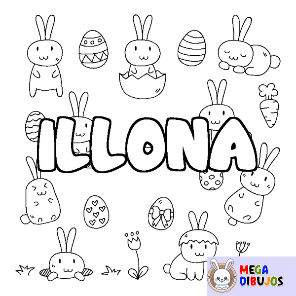 Coloraci&oacute;n del nombre ILLONA - decorado Pascua