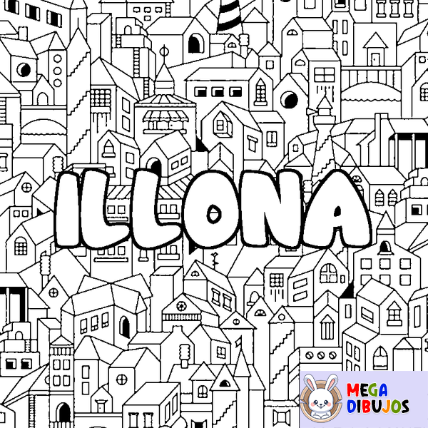 Coloraci&oacute;n del nombre ILLONA - decorado ciudad