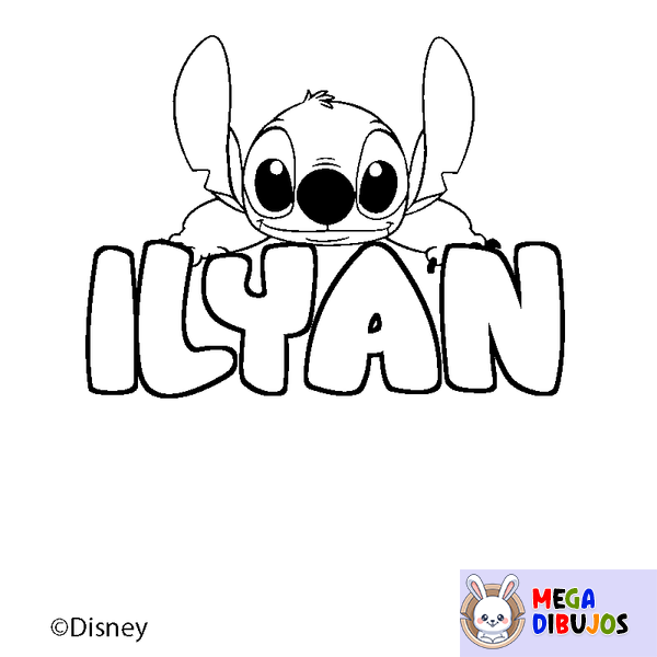 Coloraci&oacute;n del nombre ILYAN - decorado Stitch