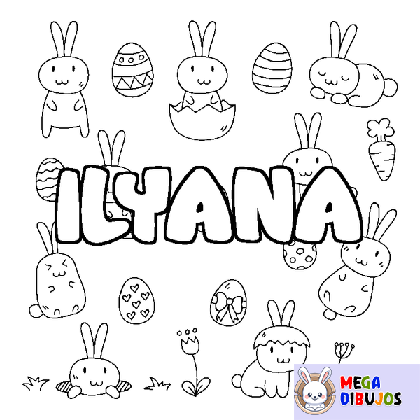 Coloraci&oacute;n del nombre ILYANA - decorado Pascua