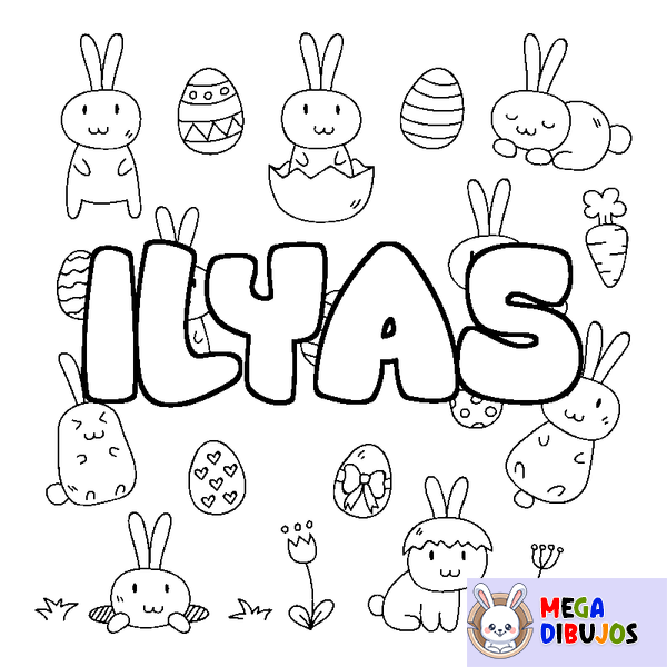 Coloraci&oacute;n del nombre ILYAS - decorado Pascua