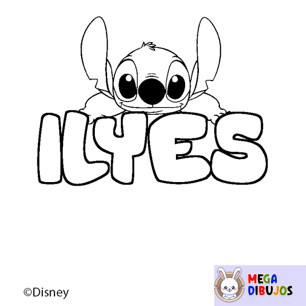 Coloraci&oacute;n del nombre ILYES - decorado Stitch