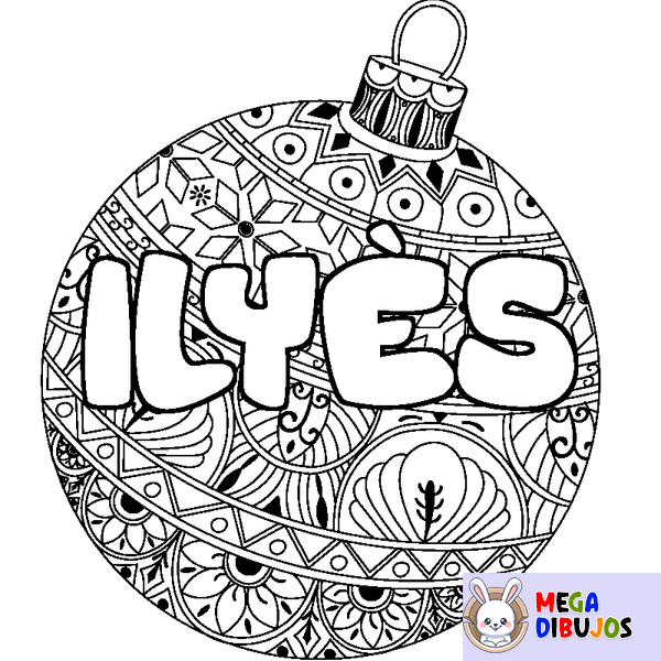 Coloraci&oacute;n del nombre ILY&Egrave;S - decorado bola de Navidad