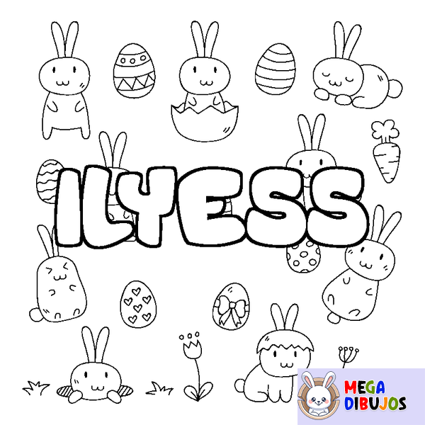 Coloraci&oacute;n del nombre ILYESS - decorado Pascua
